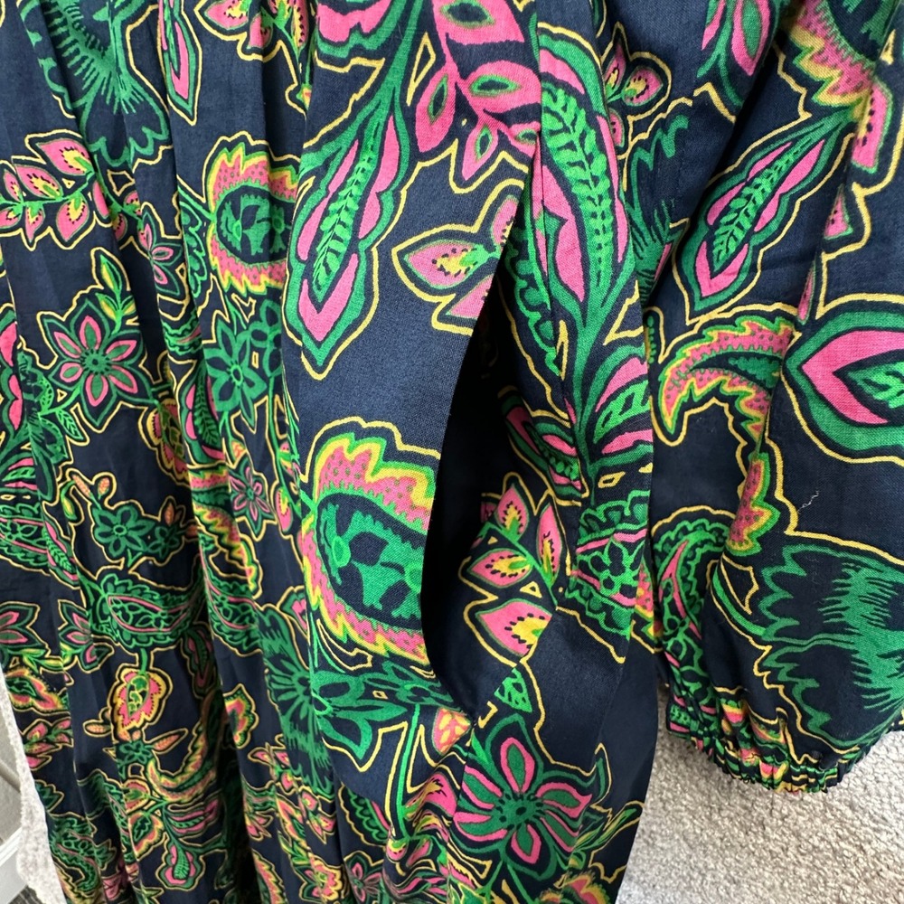 Boden Amelia Cotton Maxi Dress Womens 4 Paisley Floral V-Neck Tie Waist NWOT - Picture 10 of 13